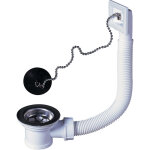 Bonde � bouchon pour �vier inox wirquin �50mm - avec trop plein - dispo 48h