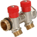 Collecteur sanitaire avec mini - vannes  clapets m15x21 - 2 sorties