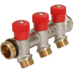 Collecteur sanitaire avec mini - vannes  clapets m15x21 - 3 sorties