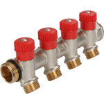 Collecteur sanitaire avec mini - vannes  clapets m15x21 - 4 sorties