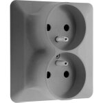 Double prise 2p + t pour boite d'encastrement artezo � 67mm - titanium - dispo 48h