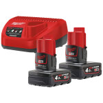 Kit chargeur + 2 batteries milwaukee li - ion 12v - 4ah