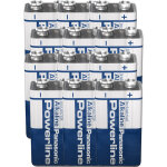Lot 12 piles alcalines powerline panasonic 9v 6lr61 (12 pices)