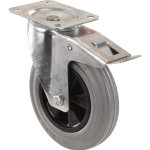 Roulette industrielle pivotante caoutchouc  frein 200mm 205kg