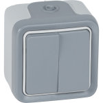 Va et vient double plexo legrand en saillie - gris