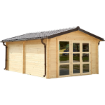 Abri chalet madriers bois massif / 60 mm / surface ext�rieure 25, 83 m2 / couverture bardeaux verriers ...