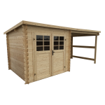 Abri de jardin en bois en madriers de 28mm dimensions au sol 5152x2380 mm soit 4. 6 m� utile.
