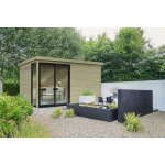 Abri de jardin faro en bois trait� en panneaux de 28mm. 4036 x 3036mm