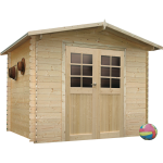 Abri de jardin lannion en bois trait� en madriers 28mm � embo�ter. 2980 x 2980mm