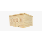 Abri madriers bois massif / 28 mm / surface ext�rieur 12, 08 m2 / toit monopente / toiture plaques polycarbona ...