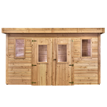 Abri madriers bois massif / 28 mm / surface ext�rieur 16, 40 m2 / toit plat / couverture polycarbonate ...