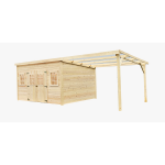 Abri madriers bois massif / 28 mm / surface ext�rieur 21, 05 m2 avec bucher / toit monopente / toiture ...