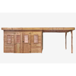 Abri madriers bois massif / 28 mm / surface ext�rieur 28, 46 m2 avec b�cher / toit plat / couverture ...