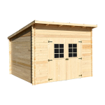 Abri madriers bois massif / 28 mm / surface ext�rieur 9, 09 m2 / toit monopente / toiture plaques polycarbonat ...