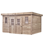 Abri madriers bois massif trait� tr�s haute temp�rature / 26 mm / surface ext�rieure : 12, 67 m2 / toit ...