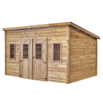 Abri madriers fabriqu� en douglas massif bois fran�ais naturellement durable / 28 mm / toit monopente ...