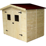 Abri panneau bois massif avec plancher / 16 mm / surface ext�rieure abri : 5, 04 m2 / toiture plaques ...