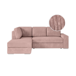 Aden - canap� d'angle convertible avec coffre en velours c�tel� - angle gauche - vieux rose