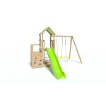 Aire de jeux ultra - xperience - 2 plates - formes et mur d'escalade + toboggan + balanoires
