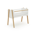At4 - berceau cododo en bois pirate blanc et h�tre verni 40 x 80 cm