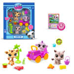 Bandai - littlest - pack safari - 3 animaux et accessoires - licence officielle - coffret jouet animaux ...
