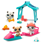 Bandai - littlest - pack set jour de neige 3 animaux et accessoires - littlest husky ourson l�opard - ...