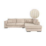 Belami - canap� d'angle xxl 6 places en velours c�tel� - beige - angle droit