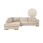 Belami - canap� d'angle xxl 6 places en velours c�tel� - beige - angle gauche