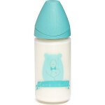 Biberon verre 240ml ours  dear child  bleu clair
