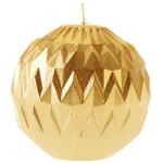 Bougie moul�e boule � facettes fait main laqu�e or