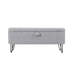 Bout de lit poly avec coffre de rangement et pieds en m�tal - gris clair