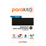 Bracelet anti - moustiques rechargeable parakito adulte noir