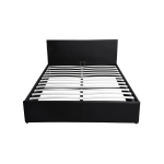 Cadre de lit coffre avec tte de lit en pu noir 140x190 izy