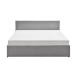 Cadre de lit coffre avec tte de lit en tissu gris 140x190 izy