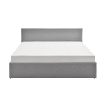Cadre de lit coffre avec tte de lit en tissu gris clair 160x200 izy