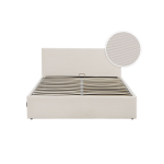 Cadre de lit edgar avec coffre de rangement et t�te de lit en velours c�tel� - beige - 160 x 200 cm