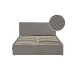Cadre de lit edgar avec coffre de rangement et t�te de lit en velours c�tel� gris - 140x190cm