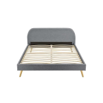 Cadre de lit scandinave avec tte de lit et sommier  lattes en tissu 140x190 - gris fonc