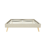 Cadre de lit scandinave en tissu beige naturel 140x190 emma