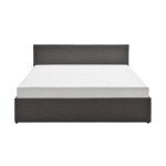 Cadre de lit avec sommier relevable et tte de lit en tissu gris fonc 140x190 izy