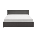 Cadre de lit avec sommier relevable et tte de lit en tissu gris fonc 160x200 izy