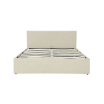Cadre de lit avec sommier relevable et tte de lit en tissu beige naturel 140x190 izy