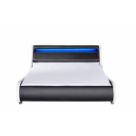 Cadre de lit avec tte de lit led en pu noir 160x200 jupiter