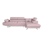Canap d'angle convertible 5 places avec coffre de rangement en tissu - vieux rose