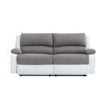 Canapé de relaxation 3 places 2 relax en microfibre et simili - blanc / gris Canapé de relaxation 3 places 2 relax en microfibre et simili - blanc / gris