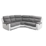 Canap de relaxation lectrique panoramique 6 places en microfibre et simili - blanc / gris