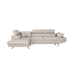 Canap d'angle convertible 5 places avec coffre de rangement en tissu - beige