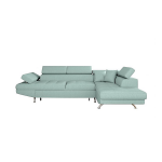 Canap d'angle convertible 5 places avec coffre de rangement en tissu - bleu clair