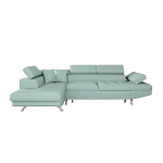 Canap d'angle convertible 5 places avec coffre de rangement en tissu - bleu clair
