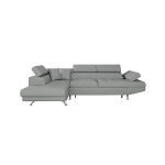 Canap d'angle convertible 5 places avec coffre de rangement en tissu - gris clair